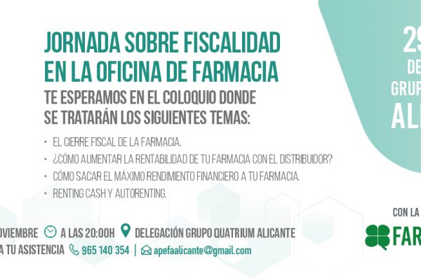 Jornada sobre Fiscalidad en la Oficina de Farmacia en Alicante