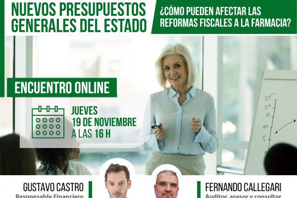 Regístrate en el nuevo encuentro online FarmaQuatrium «Nuevos PGE. ¿Cómo pueden afectar las reformas fiscales a la Farmacia?»