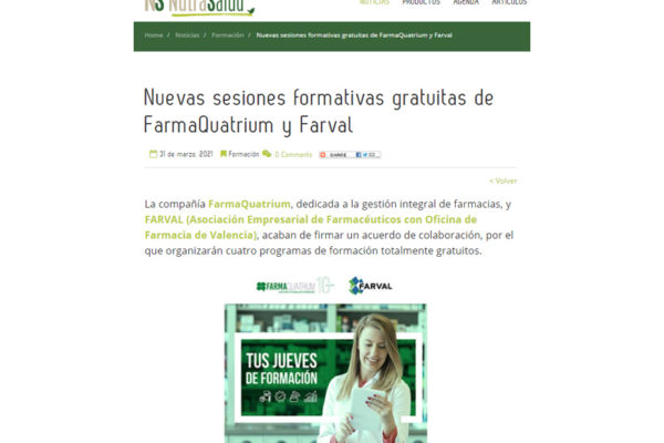 Nuevas sesiones formativas gratuitas de FarmaQuatrium y FARVAL