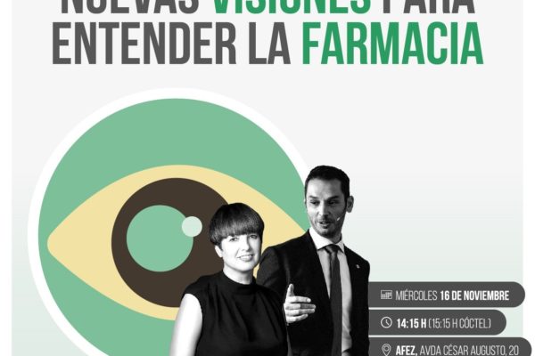 Charla «Nuevas visiones para entender la farmacia» con Gustavo Castro y Olga Molina en AFEZ