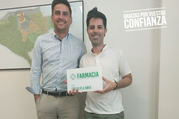 Primera titularidad de farmacia para César Pla en Confrides